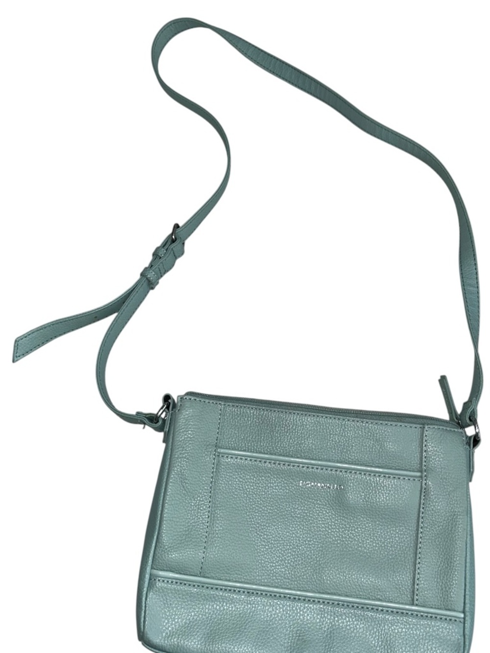 tiganello AS NEW sea glass foam green leather cross body bag Lets go Europe 10x7